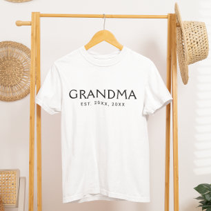 T-shirt Typographie Classique Noire Grand-mère Établie