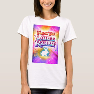 T-shirt Typographie Colorée Suivez le Lapin Blanc