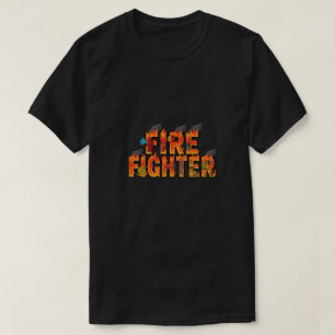 T-shirt Typographie d'art pompier avec flammes et sauvetag