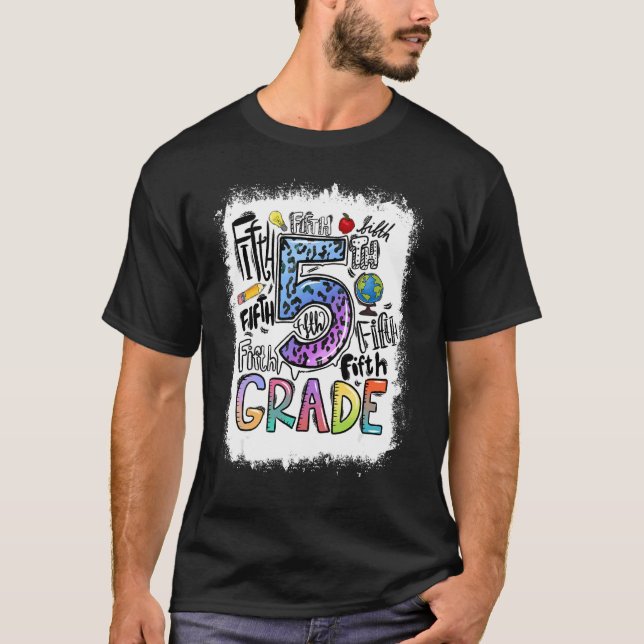 T-shirt Typographie de 5e année blanchie Cinquième année R (Devant)