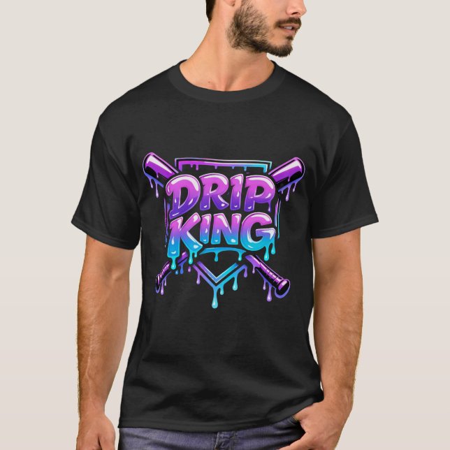 T-shirt Typographie de baseball Drip King (Devant)