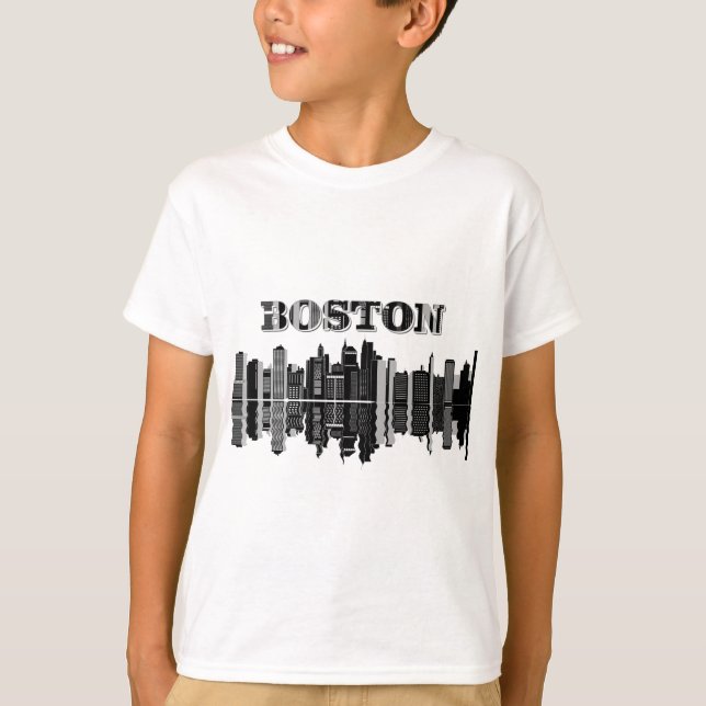T-shirt Typographie de Boston Skyline (Devant)