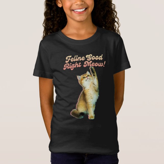 T-Shirt Typographie de chat drôle mignonne avec Kitten jou (Devant)