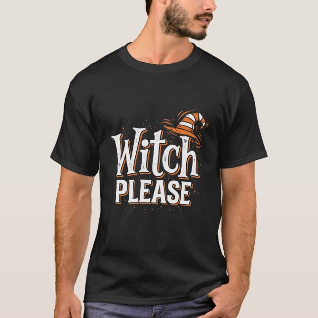 T-shirt Typographie de conception de Halloween Witch Pleas (Devant)