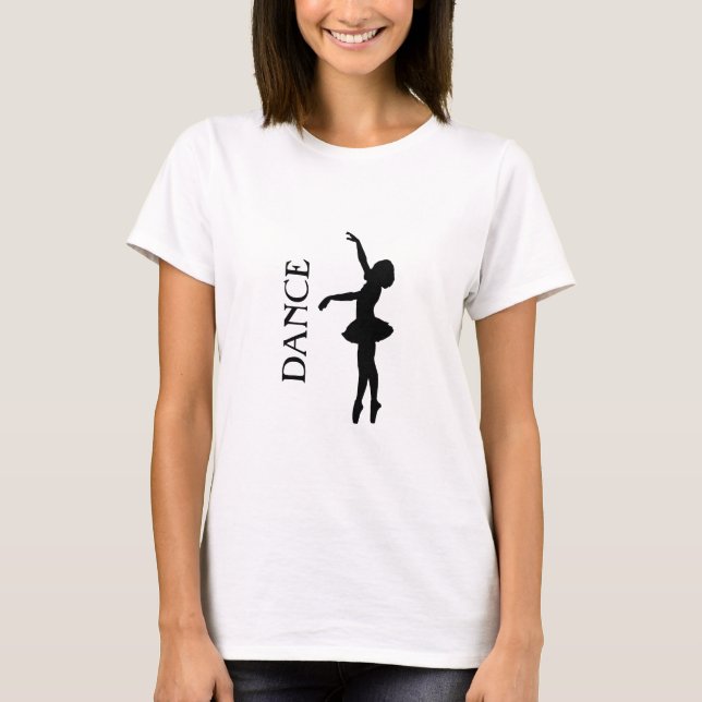 T-shirt Typographie de danse avec Ballerina Silhouette (Devant)