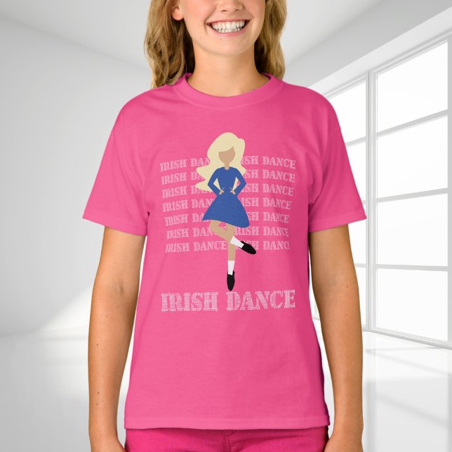 T-shirt Typographie de danse irlandaise Blond Hair Danseur (Créateur téléchargé)