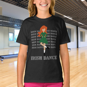 T-shirt Typographie de danse irlandaise Cheveux rouges Dan