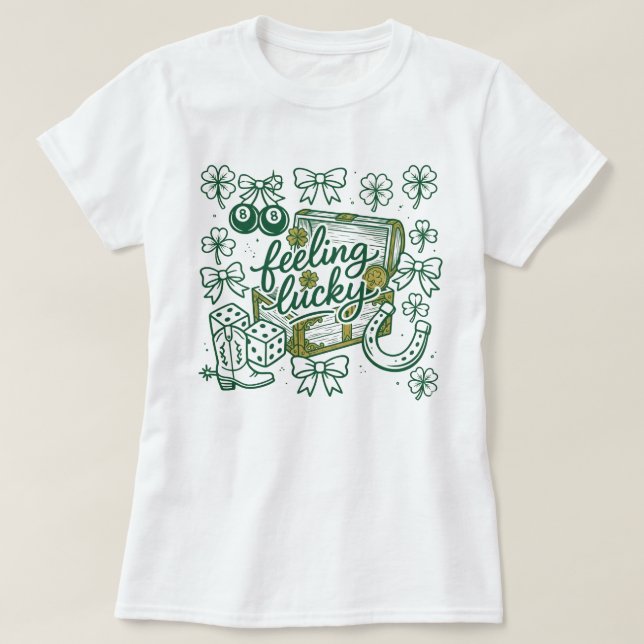T-shirt Typographie de fête de la Saint-Patrick Chanceux (Design devant)