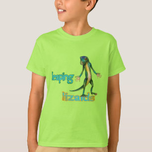 T-shirt Typographie de Gecko vert mignon Leaping Lizards