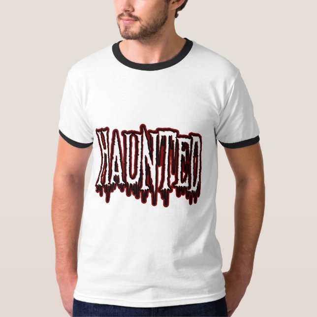 T-shirt Typographie de goutte d'horreur hantée (Devant)