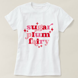 T-shirt Typographie de la fée de prune de sucre Art rose e