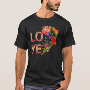 T-shirt Typographie de l'amour floral Art-Romantique