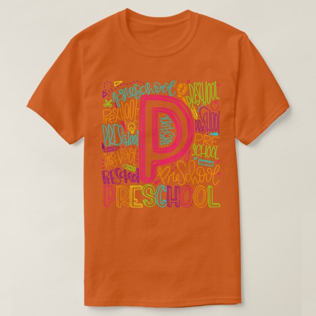 T-shirt Typographie De L'École Primaire Retour À L'École P (Design devant)