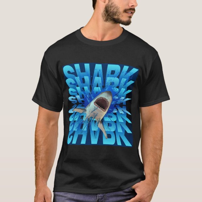 T-shirt typographie de l'effet de texte requin (Devant)