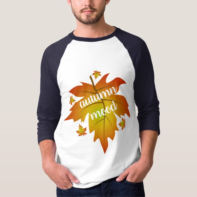 T-shirt Typographie de l'humeur d'automne maple feuille T- (Devant)