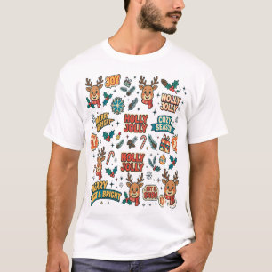 T-shirt Typographie de Noël Holly Jolly Renne