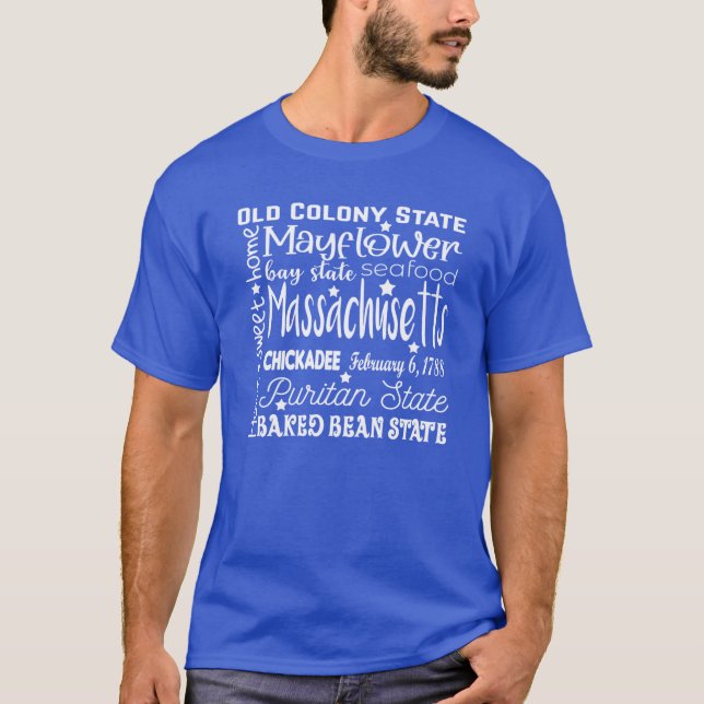 T-shirt Typographie de nuage de mots du Massachusetts (Devant)