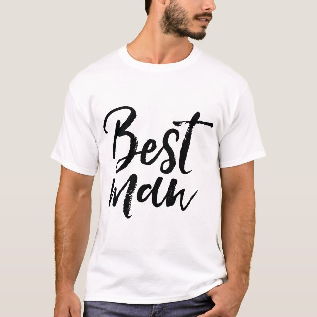 T-shirt Typographie de pinceau élégante | Meilleur homme (Devant)