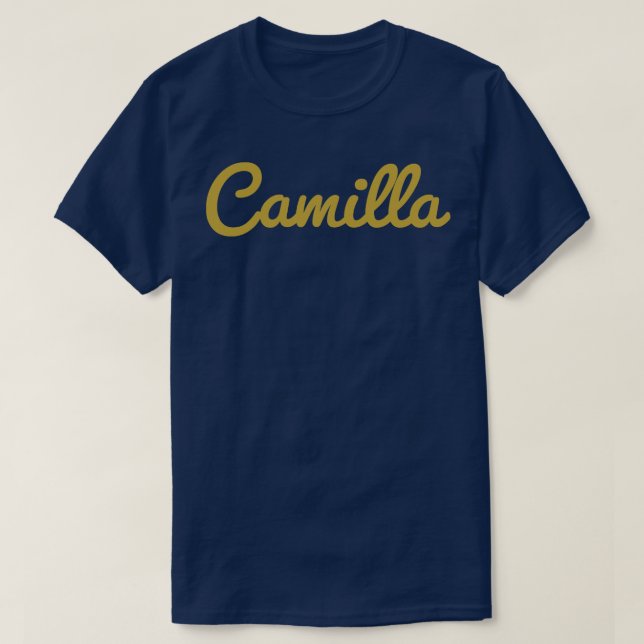 T-shirt Typographie de script Cursive Camilla Texte Or (Design devant)