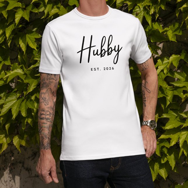 T-shirt Typographie de script noir pour mari année de créa (Créateur téléchargé)