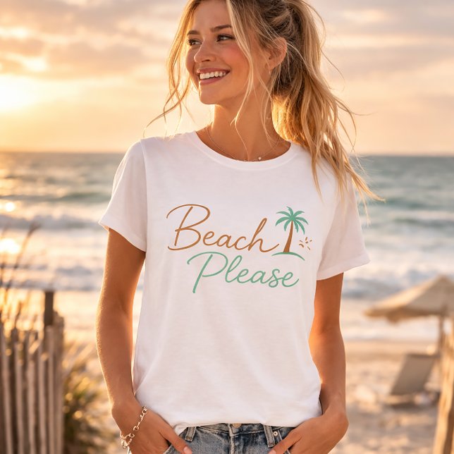 T-shirt Typographie de script pastel Beach Please (Créateur téléchargé)