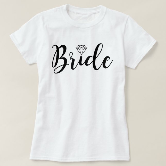 T-shirt Typographie de script sophistiquée | Mariée (Design devant)