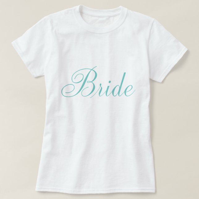 T-shirt Typographie de script vert menthe "Mariée" (Design devant)