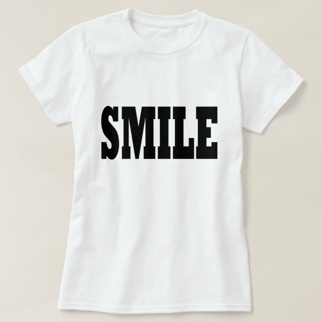 T-shirt Typographie de slogan noir SMILE (Design devant)