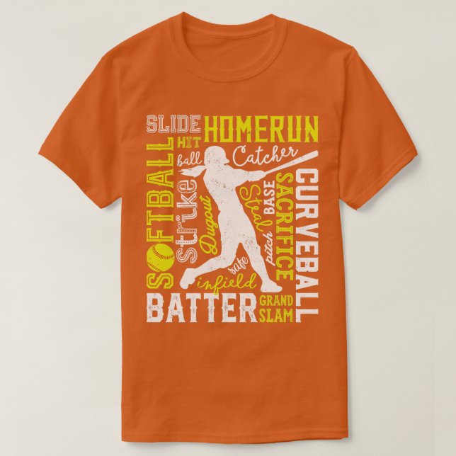 T-shirt Typographie de softball Softball pour hommes garço (Design devant)