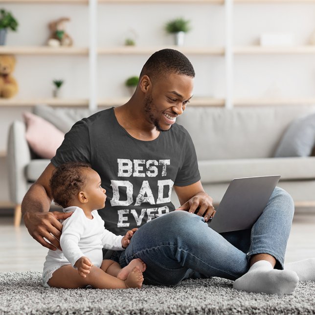 T-shirt Typographie de style Grunge Meilleur papa Tous (Grey and White Typography for Father's Day)