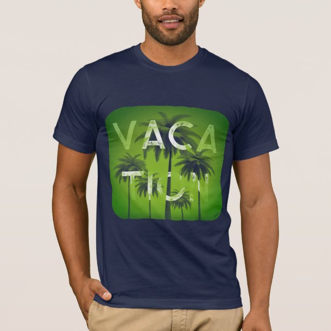 T-shirt Typographie de vacances Graphisme Vert Blanc T-shi (Devant)