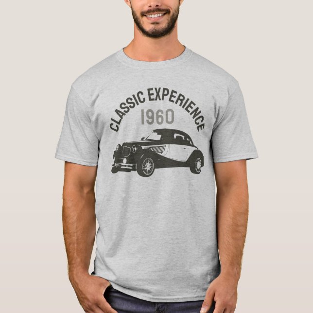 T-shirt Typographie d'expérience de voiture classique vint (Devant)