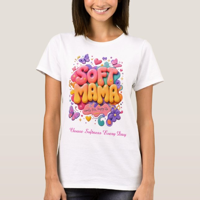 T-shirt Typographie Douce Maman Kawaii  (Devant)