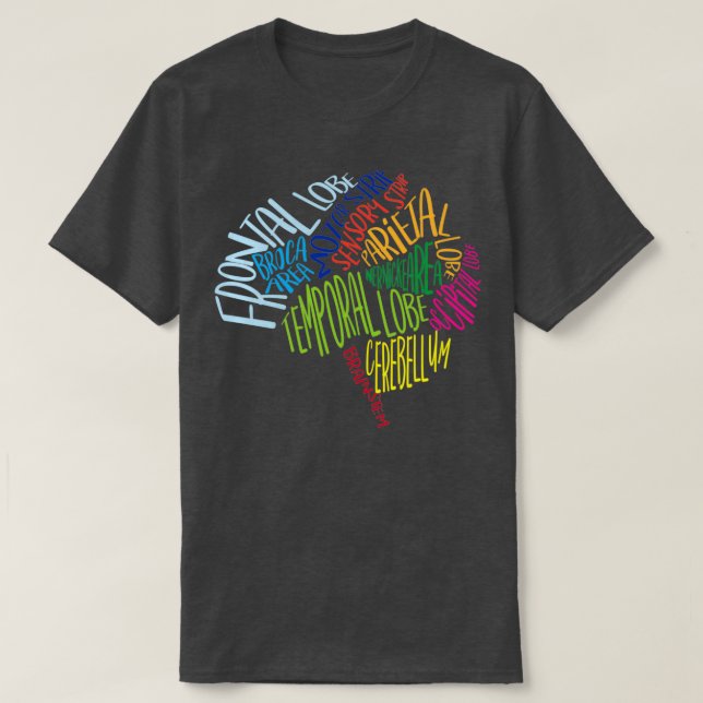 T-shirt Typographie du cerveau Mot bulle RN Neuroscience I (Design devant)