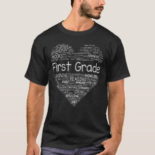 T-shirt Typographie du coeur de l'enseignant de première a