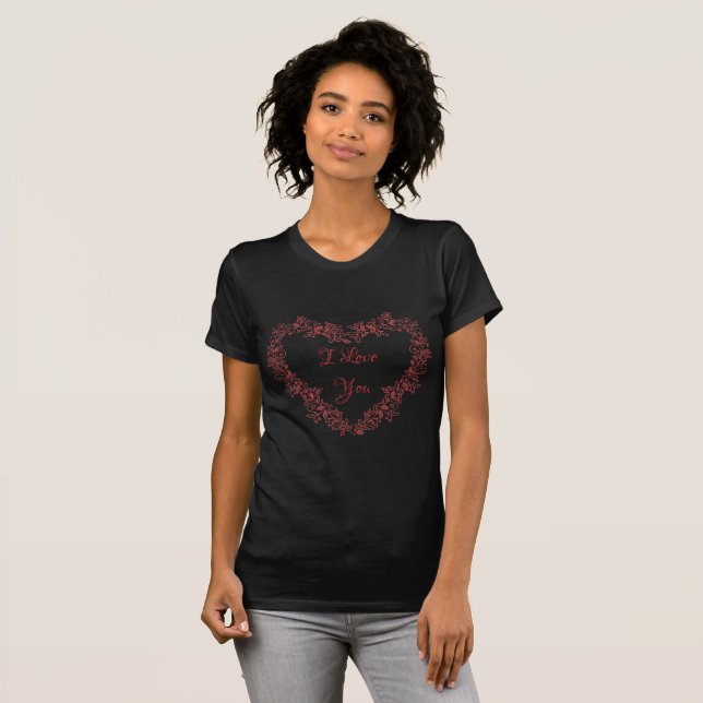T-shirt Typographie du Coeur Rouge Jour des Valentines mod (Devant entier)
