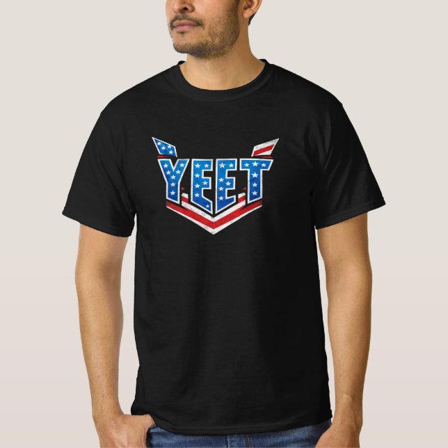 T-shirt Typographie du drapeau américain YEET US (Devant)