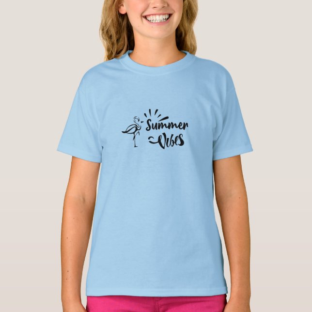 T-shirt Typographie du Flamant rose d'été (Devant)