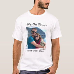 T-shirt Typographie Ensemble Pour Toujours Couple Photo No