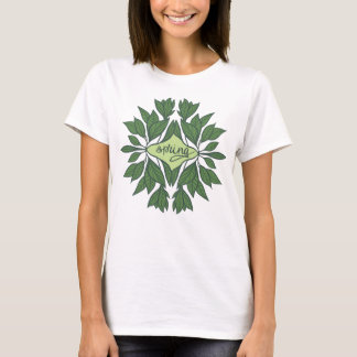 T-shirt Typographie esthétique Feuille du printemps vert