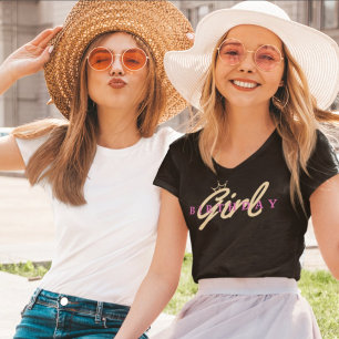 T-shirt Typographie et couronne pour fille d'anniversaire,