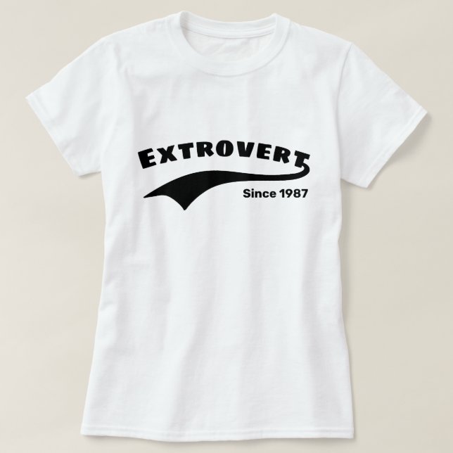 T-shirt Typographie Extrovertie Noire Swoosh Date personna (Design devant)