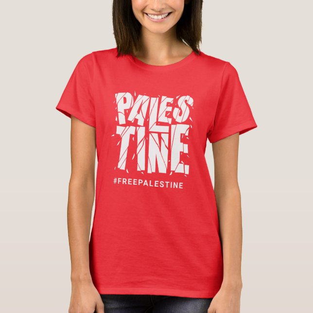 T-shirt Typographie fêlée de Free Palestine (Devant)
