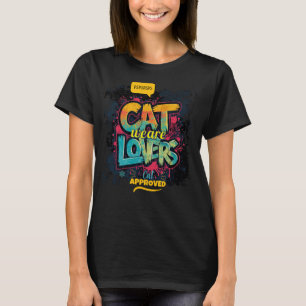 T-shirt Typographie Graffiti Néon Amoureux des Chats Pop A