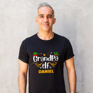 T-shirt Typographie Grand-pa Elf Amusement Famille Corresp