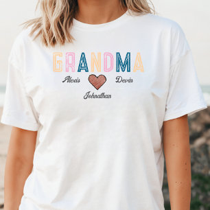 T-shirt Typographie Grandkids Noms Grandma Faire-part