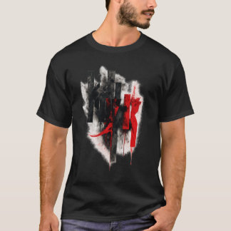 T-shirt Typographie grunge rouge et noir abstraite
