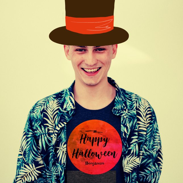 T-shirt Typographie moderne Black Orange Moon Halloween Me (Créateur téléchargé)