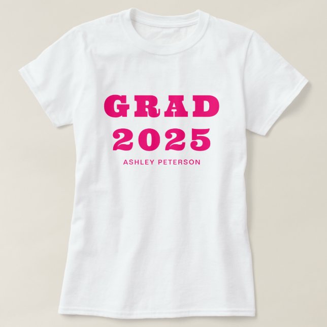 T-shirt Typographie moderne Gras Rétro Diplôme Rose Chaud (Design devant)