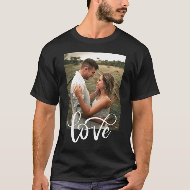 T-shirt Typographie moderne noir et blanc Photo Valentine (Devant)